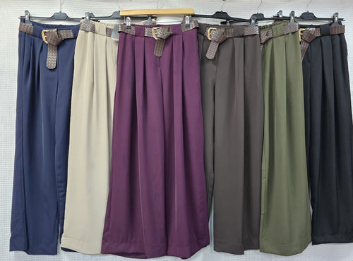 Wide Leg Brown Belted Zra Trousers