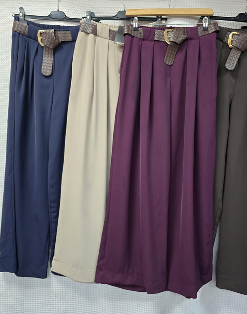 Wide Leg Brown Belted Zra Trousers