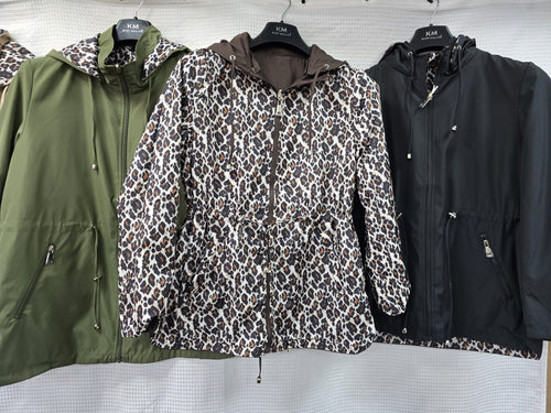Reversible Leopard Hooded Rain coat