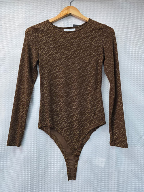 Brown Lurex Mesh Bodysuit