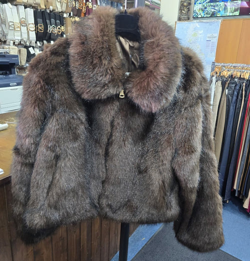 Luxury Faux Fur Gold Zip Coat
