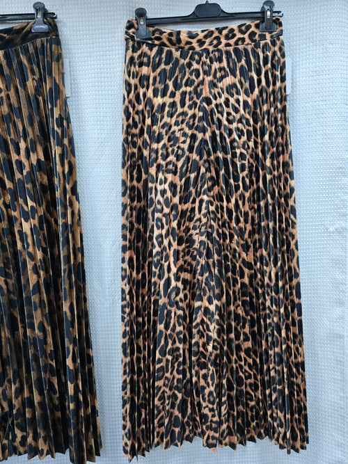 Animal Plisse Wide Leg Velvet Velour Trousers