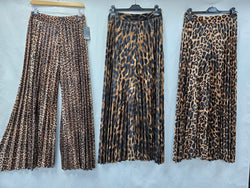 Animal Plisse Wide Leg Velvet Velour Trousers