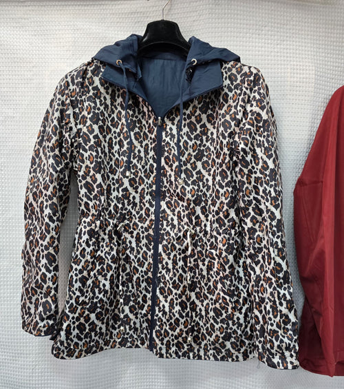 Reversible Leopard Hooded Rain coat