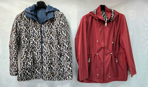 Reversible Leopard Hooded Rain coat