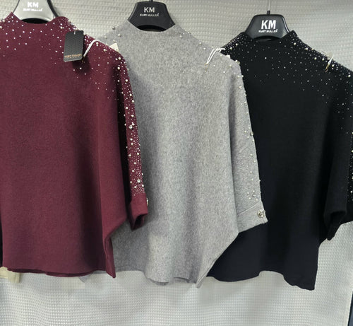 Pearl Shoulder Embellished Jumper