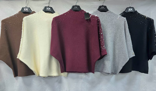 Pearl Shoulder Embellished Jumper