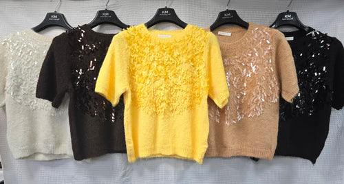 Wool Blend 3D Confetti Disc Knit Jumper