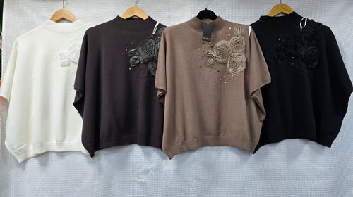 3D Sequin Rose Knit Jumper