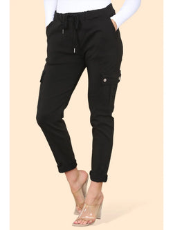 Plain Cargo Stud Pocket Bi-Stretch Magic Trousers