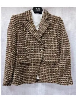 Tweed Check Gold Button Blazer