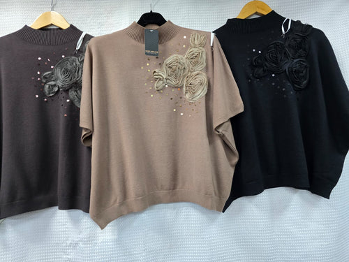 3D Sequin Rose Knit Jumper