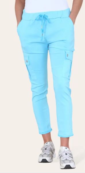 Plain Cargo Stud Pocket Bi-Stretch Magic Trousers
