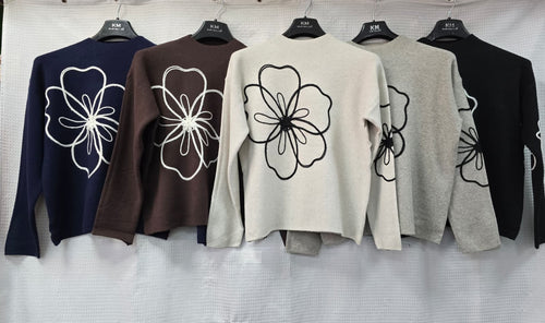 Cornelli Embroidery Turtle Neck Knit
