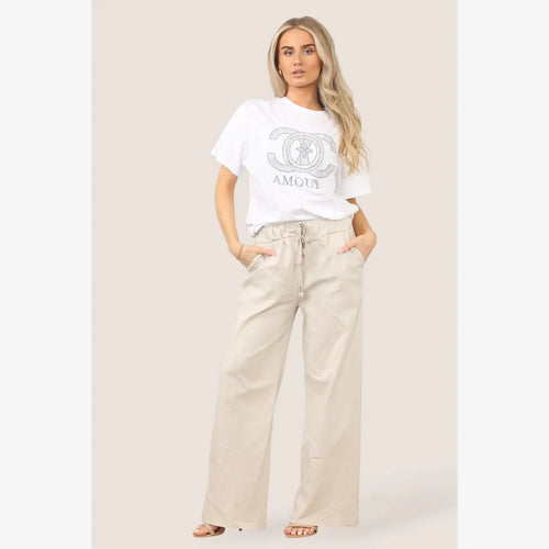 Plain Wide Leg Stretch Magic Trousers