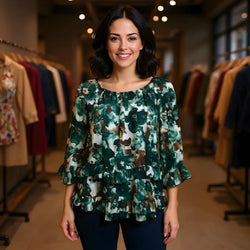Marble Frill Hem Tier Blouse (6 Colors)