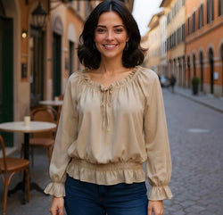 Plain Ruffle Bardot Blouse