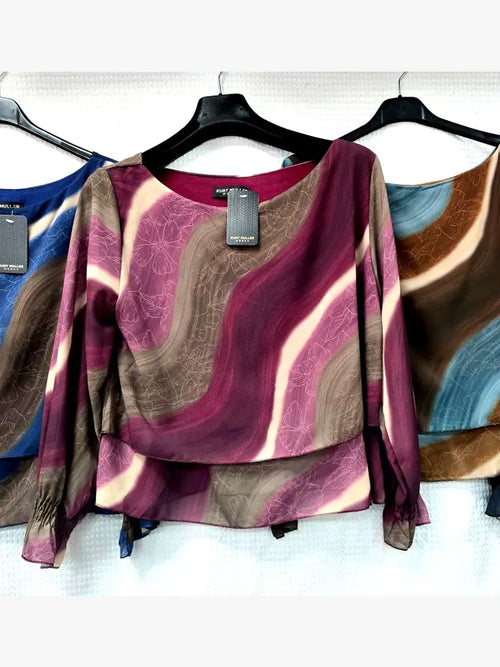 Marble Wave Layered Blouse