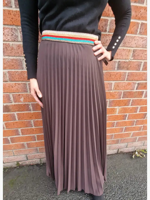 Pleated MAXI Skirt with Rainbow Elasticated Waistband