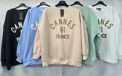 Cannes Oversized Cotton Sweatshirt Top