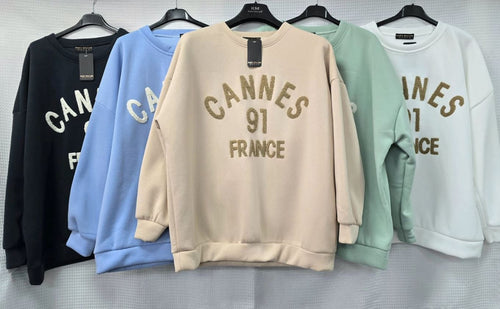 Cannes Oversized Cotton Sweatshirt Top