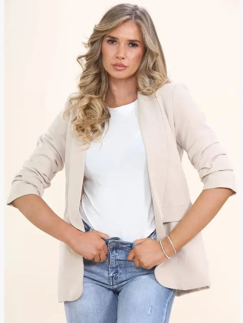 Oversized Rouched Sleeve Blazer