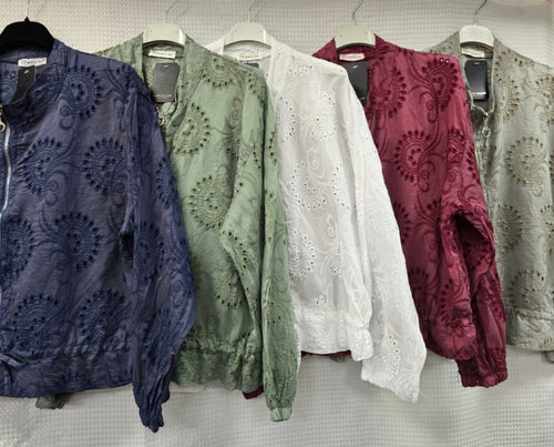 Crochet Zip Bomber Jacket