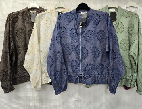 Crochet Zip Bomber Jacket