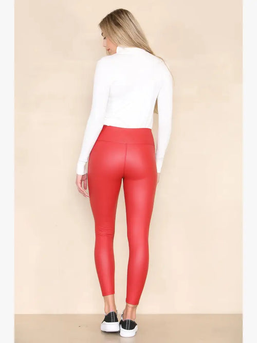 Regular Leather Look High Waisted Leggings