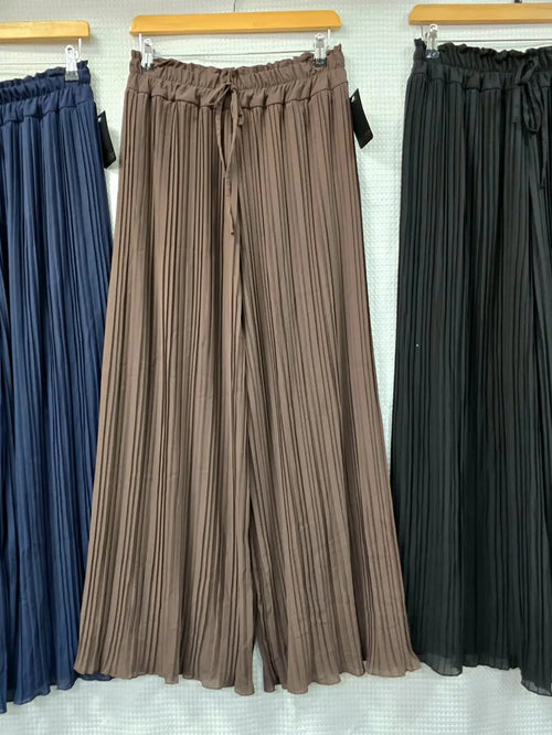 Premium Italian Plisse Wide Leg Palazzo Trousers