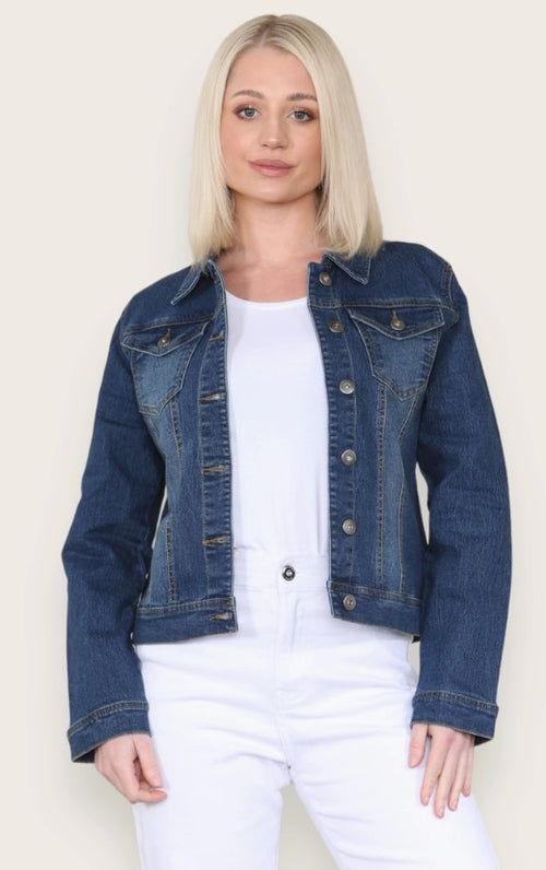 Kurt Muller Mid Denim Mesa Cotton Stretch Jacket