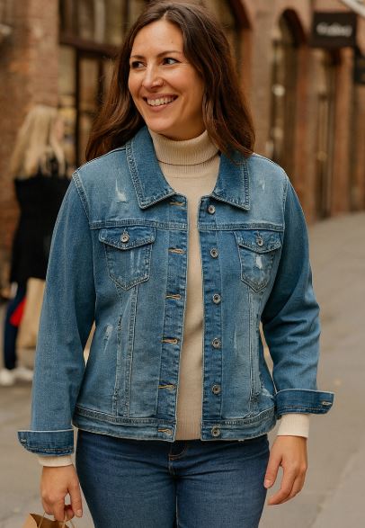 Vintage Wash Rip Stitch Stretch Denim Jacket