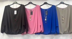 Emma Necklace Bubble Hem Lined Blouse