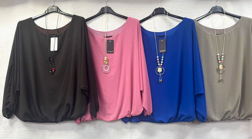 Emma Necklace Bubble Hem Lined Blouse