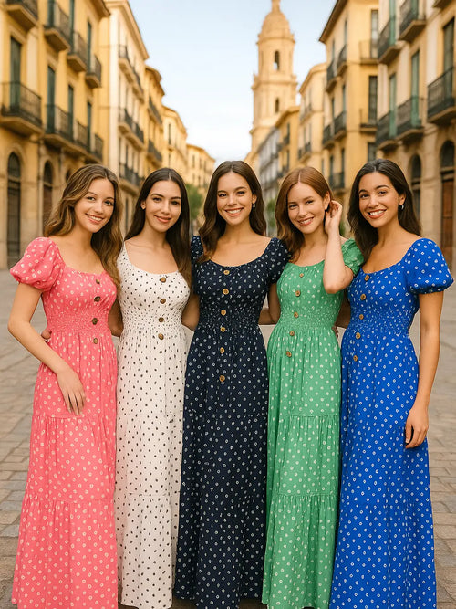 Polka Dot Bardot Maxi Dress