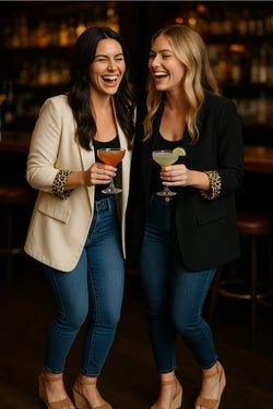 Leopard Trim Turn Up Sleeve Blazer