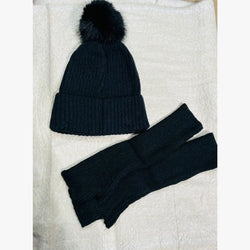 Two Piece Pom Hat and Gloves Set