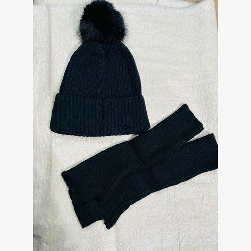 Two Piece Pom Hat and Gloves Set