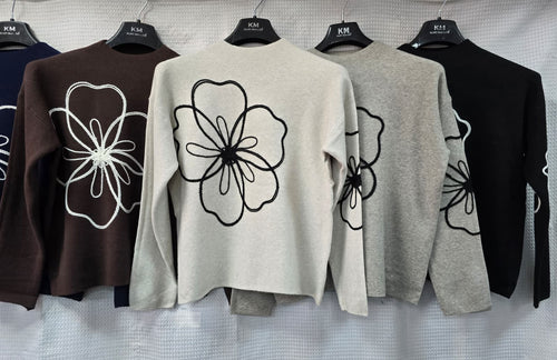 Cornelli Embroidery Turtle Neck Knit