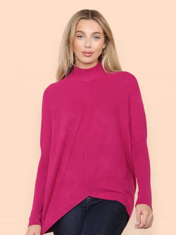 High Low Turtle Neck Ribbed Knit Jumper