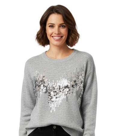 Sequin Wave Wool Blend Jumper