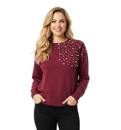 Crystal Trim Wool Blend Jumper
