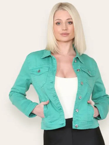 Kurt Muller Jade Green Denim Cotton Stretch Jacket