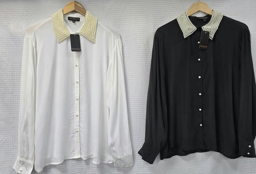 Pearl Collar Lux Button Shirt