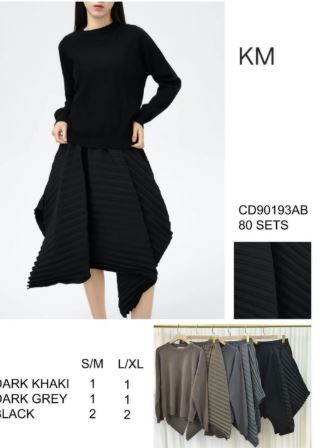 Two Piece Set Pleated Skirt Co-Ord Set