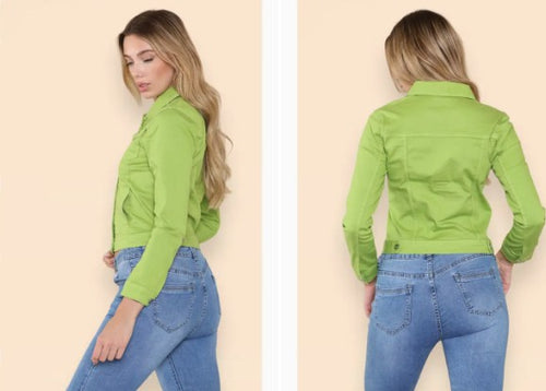 Kurt Muller Lime Green Denim Cotton Stretch Jacket