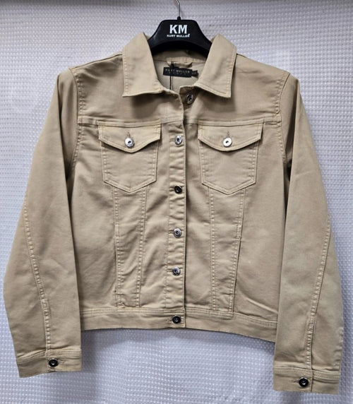 Kurt Muller Light Mocha Brown Denim Cotton Stretch Jacket