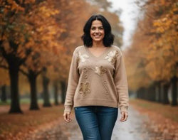 Sequin floral V Knit
