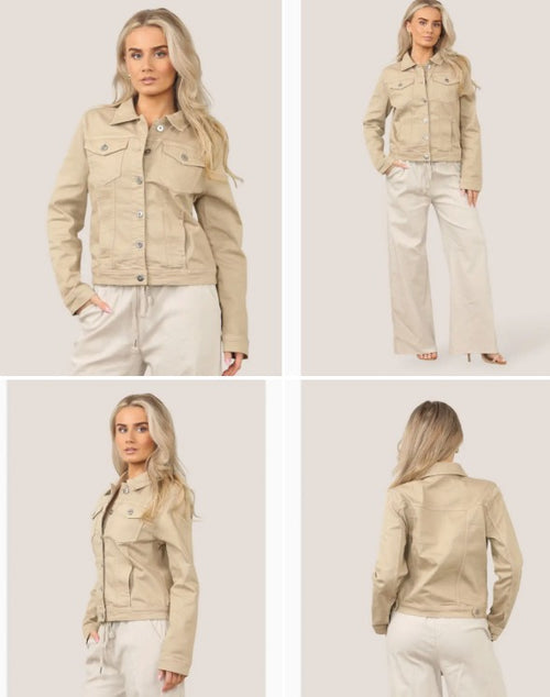 Kurt Muller Light Mocha Brown Denim Cotton Stretch Jacket