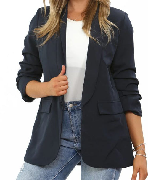 Rouched Sleeve Blazer